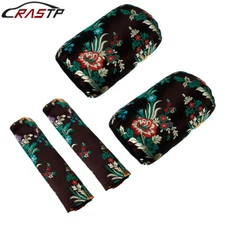 2 Pairs Neck Headrest Pillow+Car Seat Belt Cover Set Racing Car Chinese Style