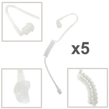 5x Clear Transparent Coiled Acoustic Cord Air Tube for 2-Way Radio Mic Earpiece