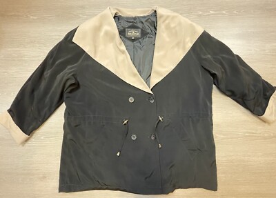 Rain Coat Braetan Light Weight Jacket Cinched Waist Women s Black Button Sz 2X