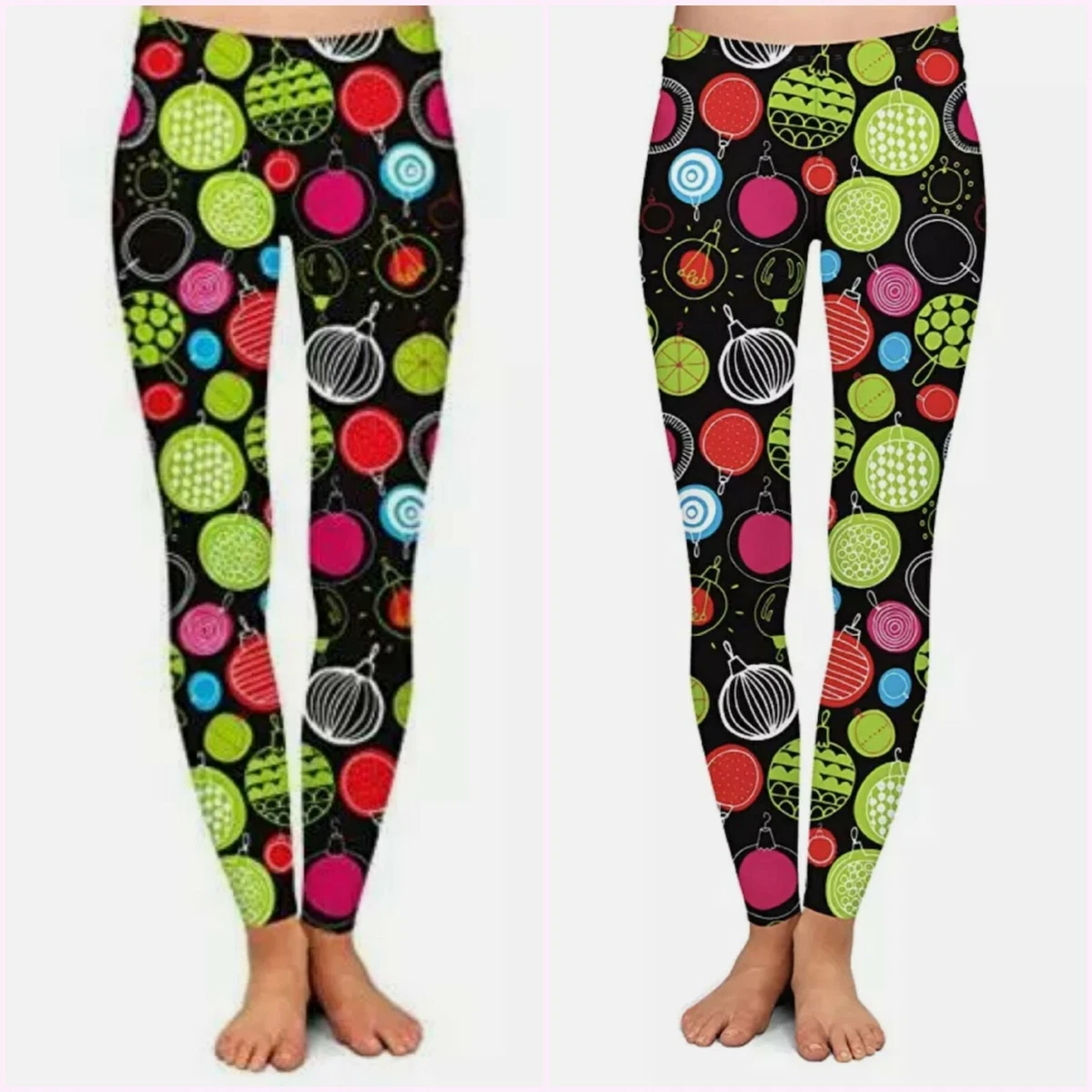 Womens Christmas Leggings L/XL Two Left Feet Womens Holiday All