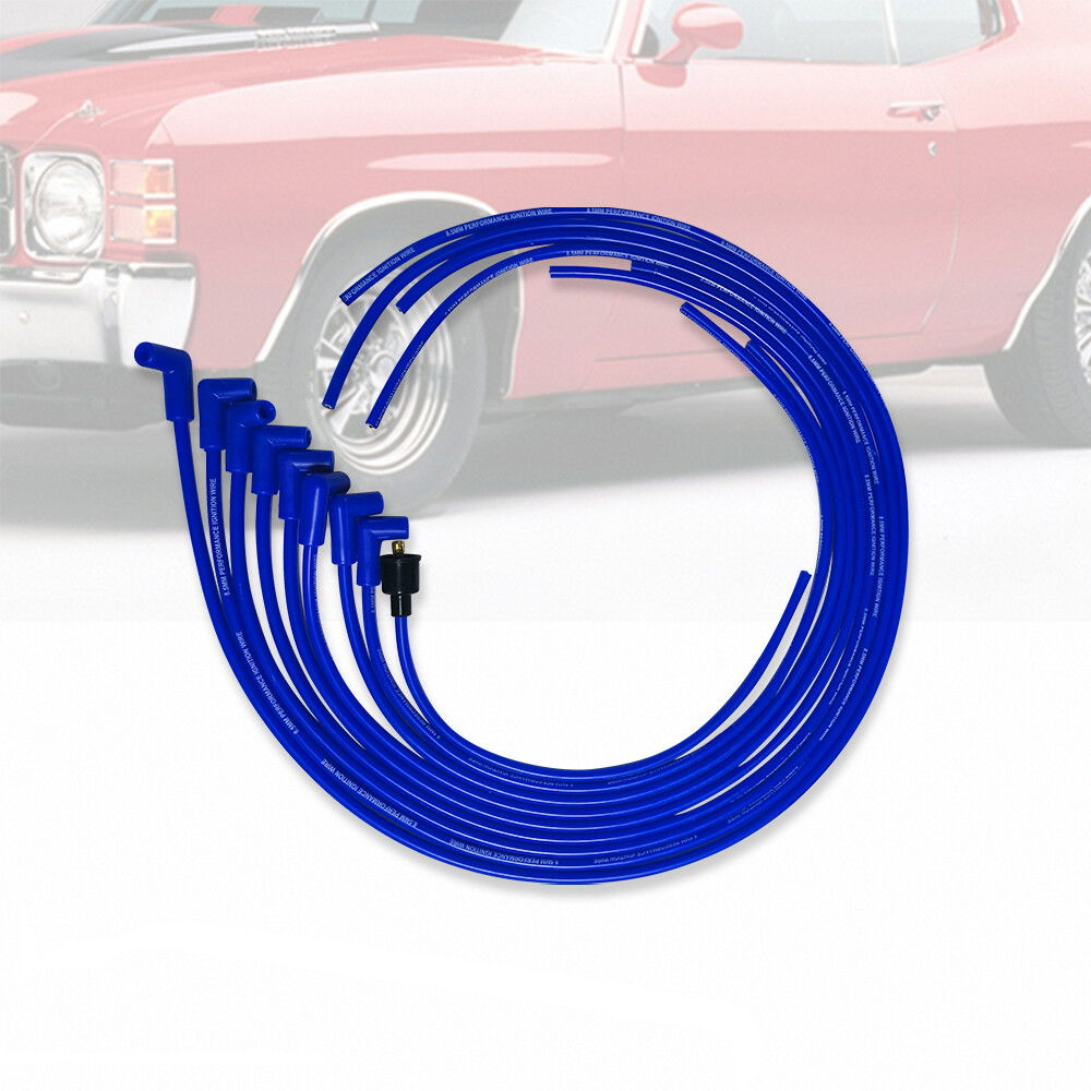 Blue 8.5mm Spark Plug Wires 90 Degree Boot Fits SBC BBC Chevy Ford