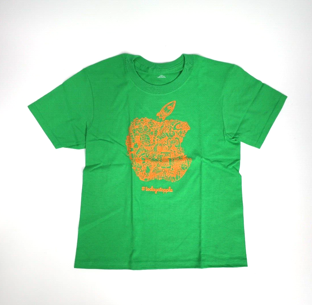 Official Apple T Shirt Apple Camp Today At Apple Green/Yellow Size Youth L - Main Image
