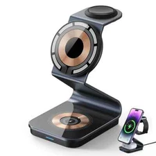 Transparent 3-in-1 Magnetic Wireless Charger Dock for iPhone, iWatch & Airpods