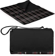 Manta XL Para Picnic Al Aire Libre Playa Y Camping Patron Tartan Negro Solapa