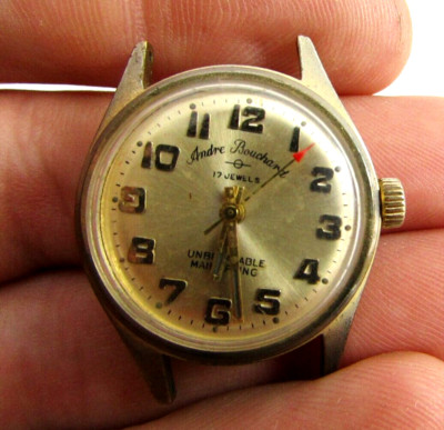 Vintage Andre Bouchard Men Swiss Hand-Wind Mechanical Watch Works