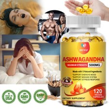5000mg Ashwagandha Capsules 120 Vegan Pills Anxiety Stress Immune Support Men