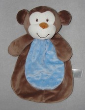Baby Gear Monkey Lovey Security Blanket Plush Brown Blue Squeaks