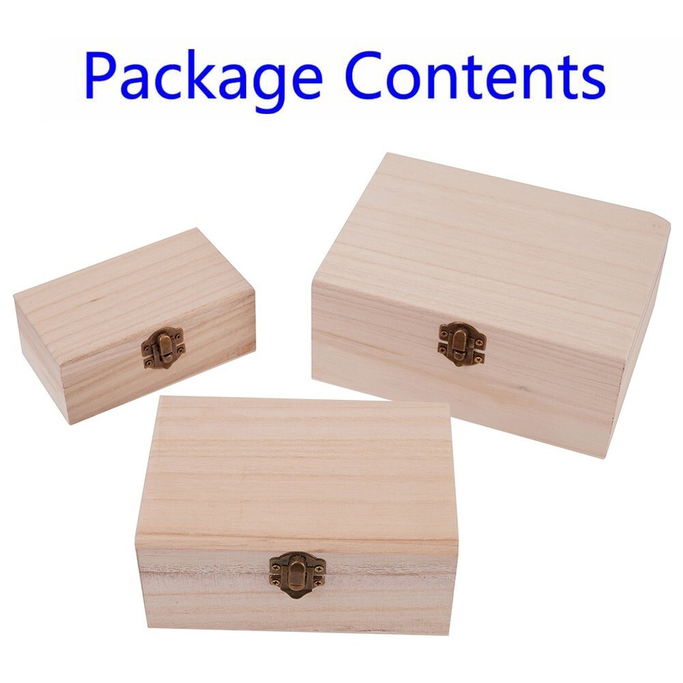 1/3pcs Small & Large Wooden Storage Boxes Wood Memory Box Keepsake Box ...