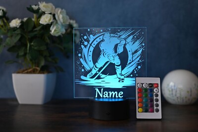 LED Eishockey Lampe personalisiert   Geschenk für Hockeyspieler, Hockey Deko