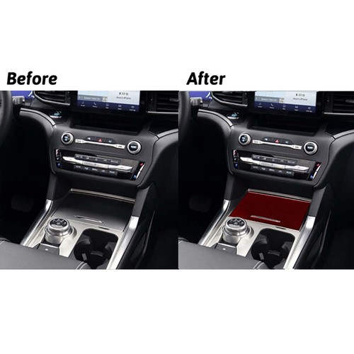1pcs Red Carbon Fiber Center Storage Sticker Trim For Ford Explorer 2020-23 - Foto 8 di 12