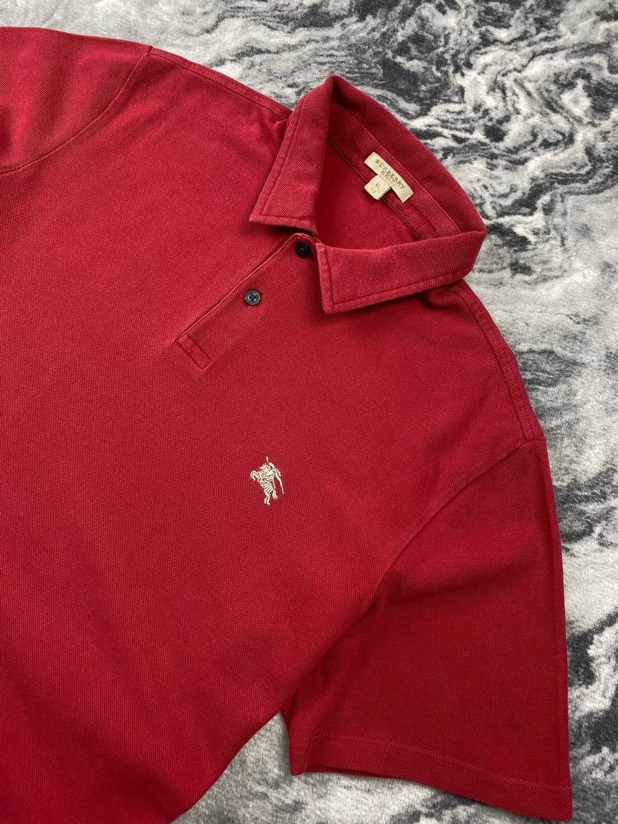 Burberry Brit Polo Shirt Nova Check Collar Men Size XL Red | eBay