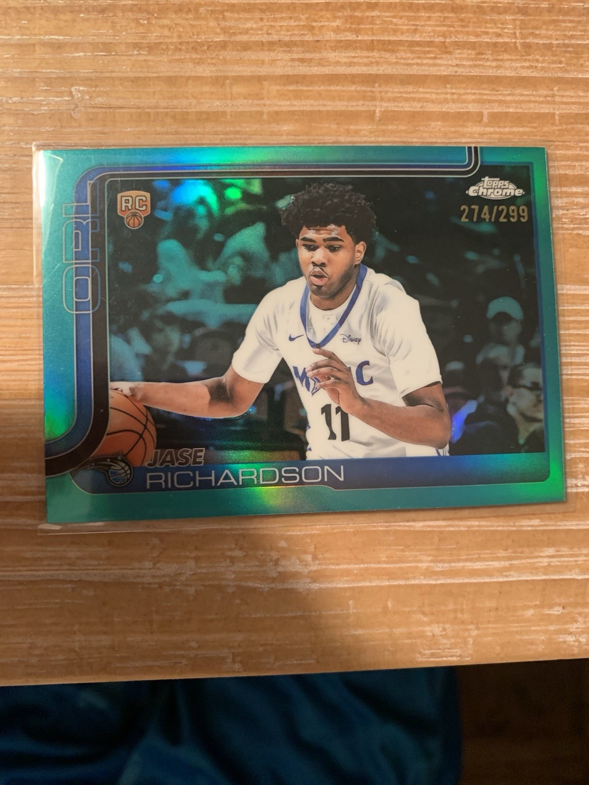 2025-26 Topps Chrome #’d /299 Jase Richardson Rookie Aqua Refractor RC #275