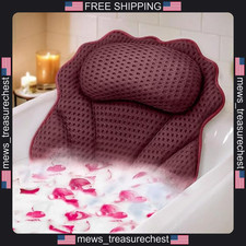 Bath Pillow Ergonomic Head Neck Shoulder Support with 6 Suction Cups