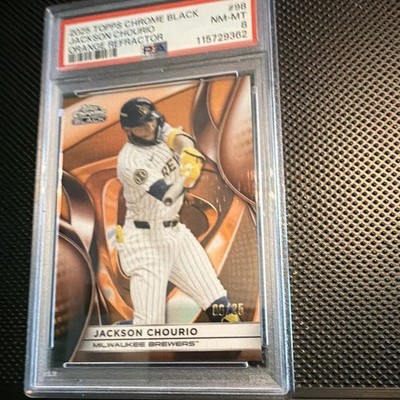Topps 2024 Chrome Black Jackson Chourio Orange Refractor #398/25 PSA 8