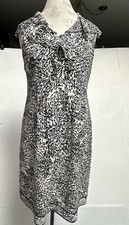 BRAND NEW Tahari 100%SILK Sz 8  Sheath Dress Ruffled Neckline Animal Print Lined