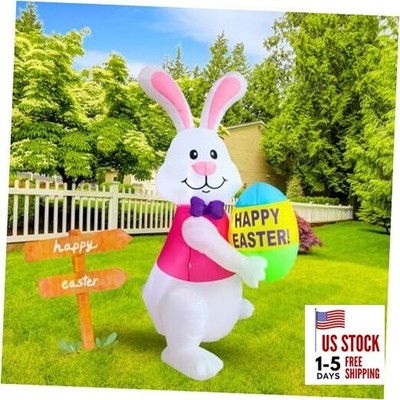  6FT Inflatable Bunny with Egg Outdoor Decoration, Easter Blow Up Yard 