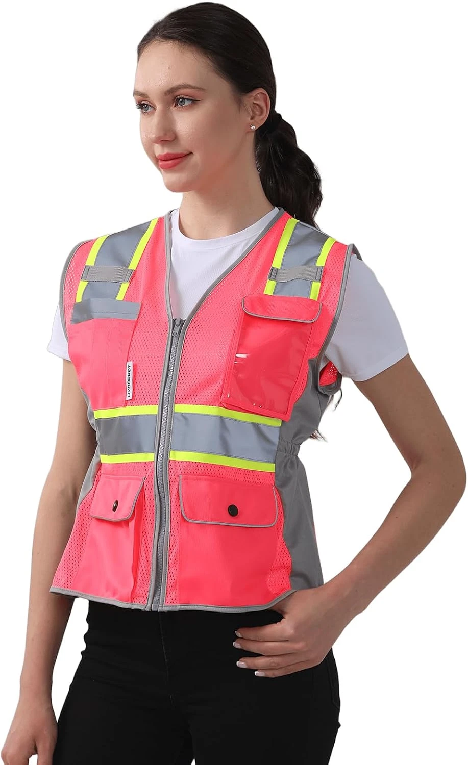 Safety Vest for Women High Visibility Mesh Reflective X-Small, Pink image 8