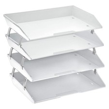 Facility 4 Tier Letter Tray Side Load Letter Size/A4 Desktop Organizer White