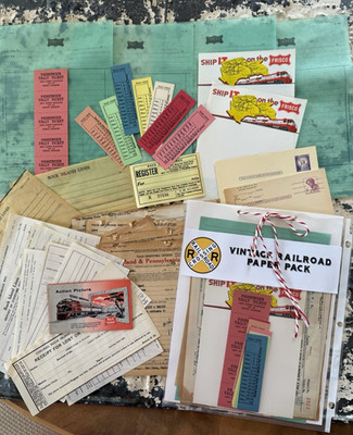 Vintage Lot 1950's Railroad Train Tickets Letterhead Ephemera Onion Skin Forms