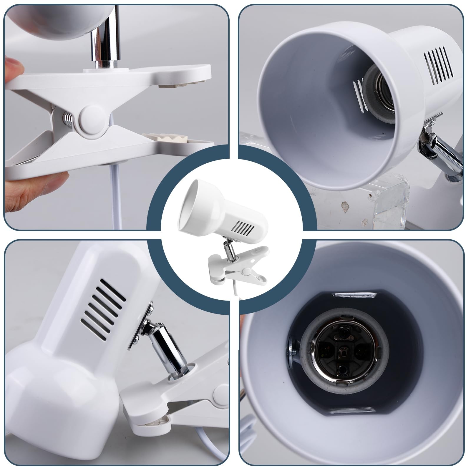 Lampe à pince E27 pour lit et bureau - Éclairage de lecture blanc 220V - 3
