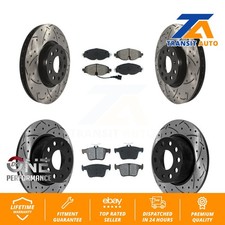 Front Rear Drill Slot Brake Rotors Semi-Metallic Pad Kit For Volkswagen Taos FWD