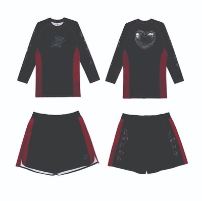 Albino and Preto TOUGH LOVE LS Rash Guard & SHORTS Bjj No Gi Kimono Competitor
