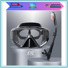 Adult 3 Window Snorkel Set Anti-Fog Diving Mask and Dry Top Snorkel Gear