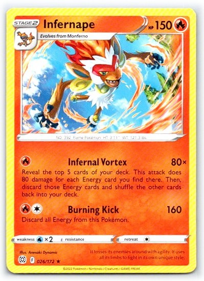 Infernape 026/172 ~ English Near Mint