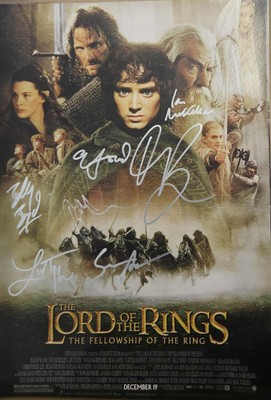 12x16'' Der Herr der Ringe Druck signiert von 7 Mitgliedern der Besetzung mit CoA