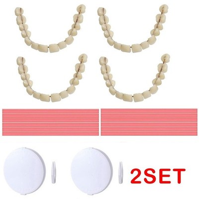 2Set Dentures Fake Teeth DIY Kit Top and Bottom Dentures Temporary Fake Teeth US