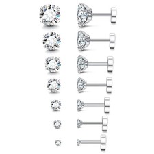 20G Hypoallergenic Flat Back Earrings for Women Men Silver 14K Gold Stainless...