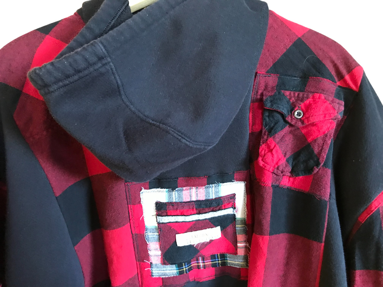 Upcycled Patchwork Hoodie: Boho Grunge Flannel Sw… - image 12
