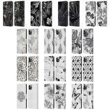 OFFICIAL HAROULITA BLACK AND WHITE 5 LEATHER BOOK CASE FOR APPLE iPHONE PHONES