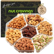 Nuts Gift Basket In Brown Box Packaging, 7 Piece Assortment, 1 LB