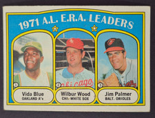 1972 Topps #92 AL ERA Leaders/Vida Blue/Wilbur Wood/Jim Palmer