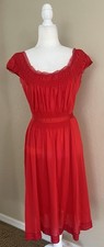 Vintage 50s Artemis Ruched Lace Nightgown Siren Red SZ 38 Med Belted Cap Sleeve