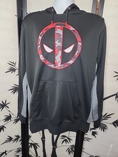 Marvel Deadpool Black Hoodie Pullover Men's Large Red Camo Long Sleeve Priority