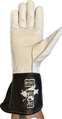 Bull Riding Glove Outter Seam Adult & Youth Right Hand - EPT Bull Ropes White & 