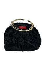 Valentino Garavani Bebop Gold toned Loop Mink Black Handbag Dust Cover Rare BL-N