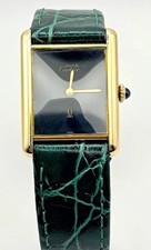 Cartier Tank Vintage watch 70s Large size mechanical Black onyx dial gold plated