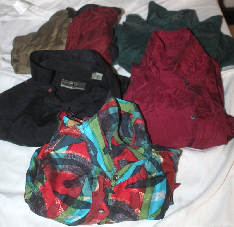 Lot 5 Vintage Robert Stock Men Button Down Shirts 100% Silk