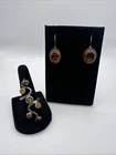 VNTG Artisan 925 Amber Drop Earrings & Sculptural Ring 11.3g
