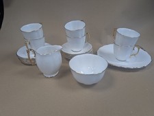 Vintage Roslyn 8926 21 Piece Bone China Tea Set White Gold Trim (S17)