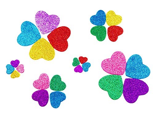 6 Packs (Approx 150pcs) Glitter Stickers for Kids Crafts - Colorful Self Heart - Picture 6 of 7