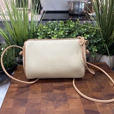 VTG 80 s Esprit Small Crossbody Bag Brown & Cream Faux Leather   Zip Top