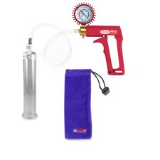 LeLuv Penis Pump Maxi Red Handle  Protected Gauge and Clear Hose - 9 inch Le...