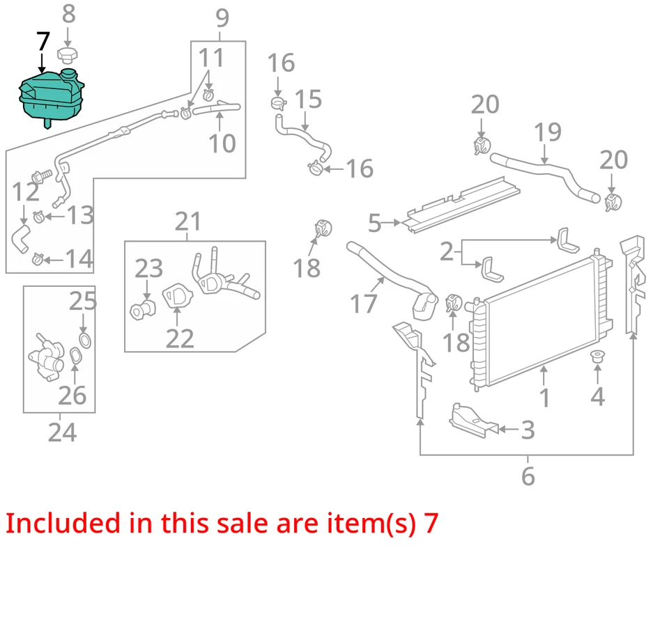 Chevrolet Malibu 2007 radiador refrigerante desbordamiento expansión tanque botella T9N61 Foto 2 de 3