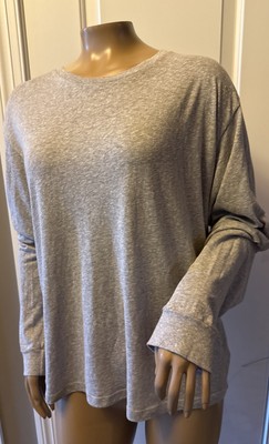 RE/DONE Hanes Baby Crew Neck Long Sleeve Tee Women's Size L Heather Gray NWT