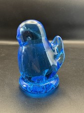 Bluebird of Happiness Signed Leo Ward 1994 Vintage Blue Glass Bird Terra Studios