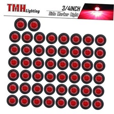 50 Pcs 3/4 Inch Red Clearance Side Marker Indicator Lights Mini Round Front